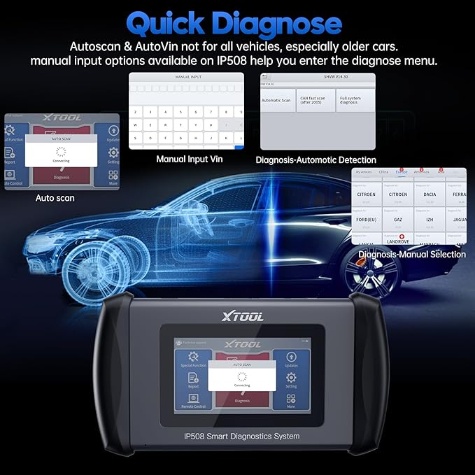 OBD2 Scanner XTOOL IP508 Scan Tool with 9 Reset Services, Oil/BMS Reset, Throttle, Code Reader for Cars and Trucks, Diagnostics Scanner for ABS Bleed, Injector Coding EPB, Engine, Lifetime Update
