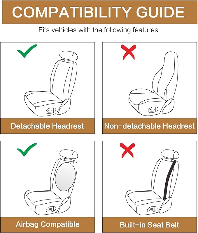 Pariitadin Waterproof Car Seat Covers 2 Front Seats, Neoprene Seat Covers for Cars, Universal Fit Interior Covers for Most Cars Sedan Van Truck SUV(Black)