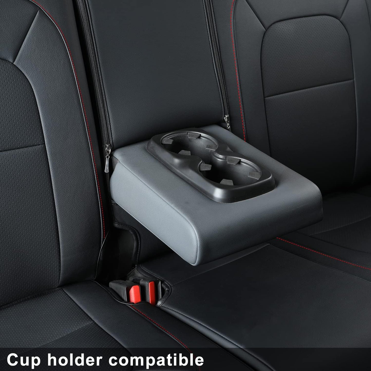 LUCKYMAN CLUB Chevy Colorado Seat Covers, fit for 2023 2024 2025 Colorado Crew Cab Z71 LT ZR2 Work Truck with Faux Leather (Black&Red)