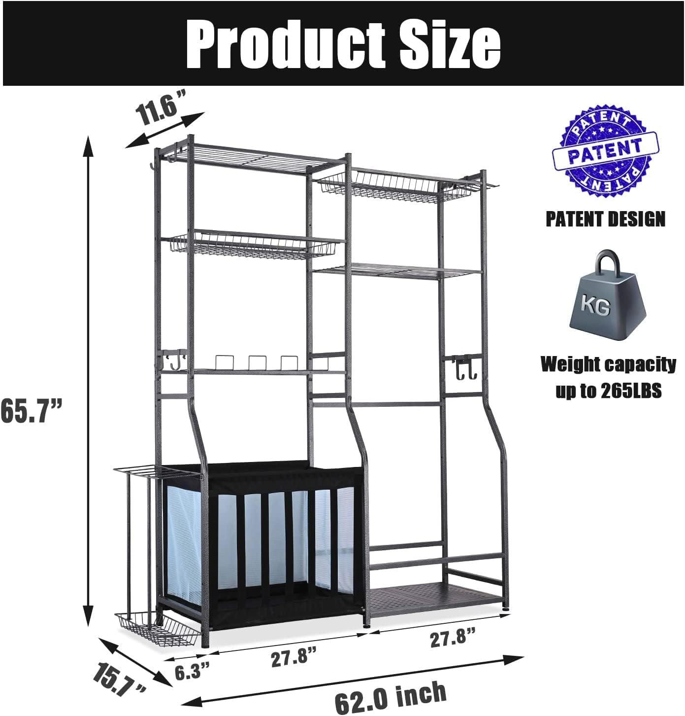 Mythinglogic Garage Sports Equipment Storage, 2 Golf Bag Storage Stand and Other Sports Equipment Storage Rack, Garage Organizer System