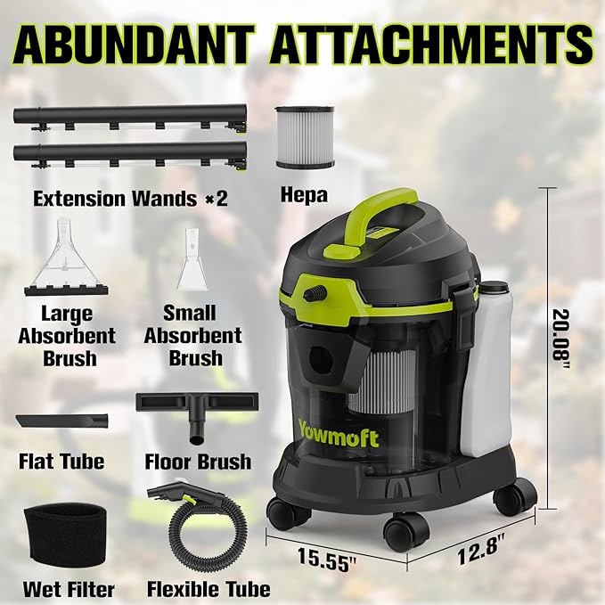 Extractor Vacuum Car Detailing, 4 Gallon Car shampooer Interior Cleaner, 5.5 Peak HP Wet Dry Upholstery Shampoo Vacuum Cleaner, 3 in 1 Carpet Extractor for Home/Shop