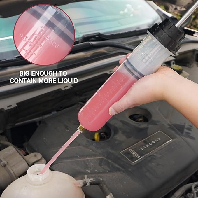 Thorstone 500cc Automotive Fluid Extractor Pump, Manual Oil Change Syringe with 2pcs 22cm PVC Suction Tubes