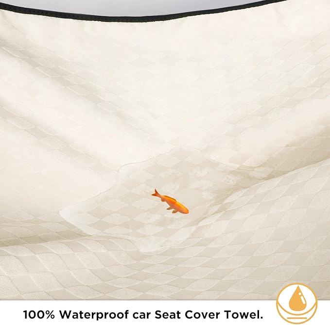 Waterproof Seat Cover Towel, Premium Sweat Carseat Protector, Perfect for Universal Anti-Slip Car Truck SUV Seat, Great for Surfing Yoga Gym Workout, Beige (Jacquard)