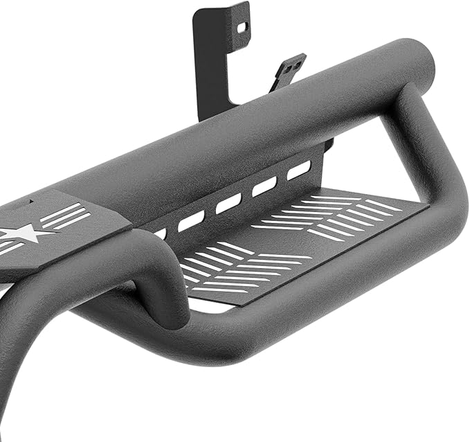 Quad Cab Running Board Side Step Compatible for 2009-2018 Dodge Ram 1500 (Included 2019-2024 1500 Classic), 2010-2024 Ram 2500 3500 Double/Extended Cab, Two Stair Rail Nerf Bar Star Logo