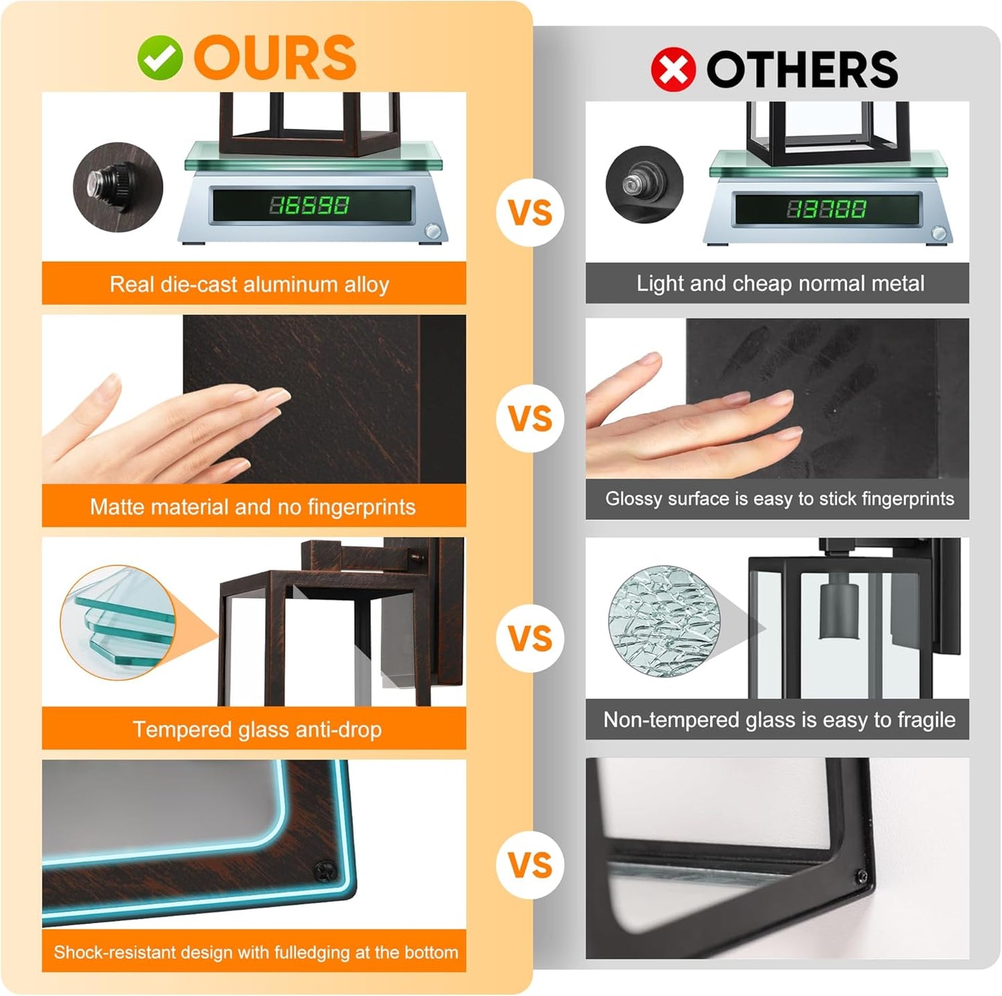 PARTPHONER Dusk to Dawn Porch Light Fixtures, Black Brushed Gold Exterior Lighting Lamp, Sensor Wall Lantern, Waterproof Outdoor Wall Sconce for House Doorway, Garage 2 Pack