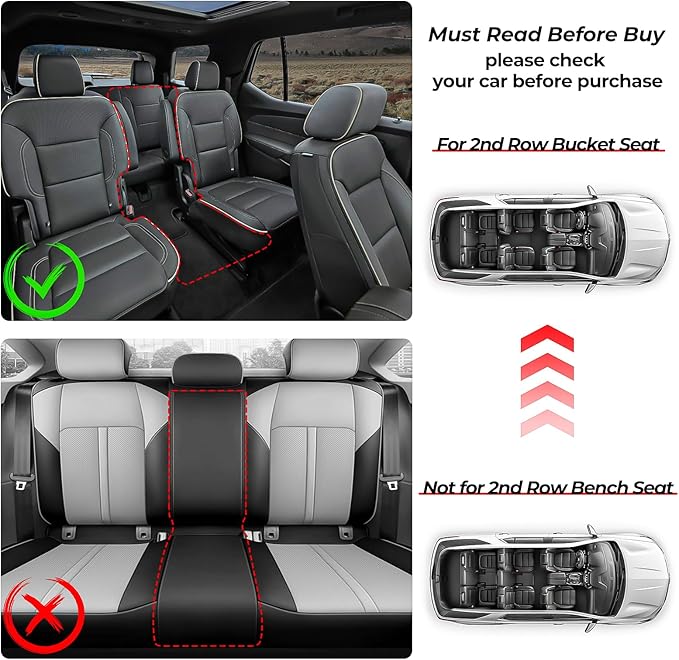 AUXKO All Weather Floor Mats & Cargo Mat for 2025-2021 Chevrolet Tahoe & GMC Yukon(Not XL) & Cadillac Escalade 7 Seat 2 Row Bucket Seat Accessories Odorless Anti-Slip Liner Black