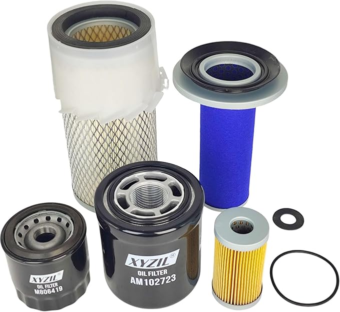 Maintenance Filter Kit Compatible with John Deere 955 Engine 3TN84 Compact Utility Tractor AM102723 M806419 T111383 AM108184 AM108185 Dual Stage Air Cleaner (Hydraulic Oil Fuel Air Filter Kit)