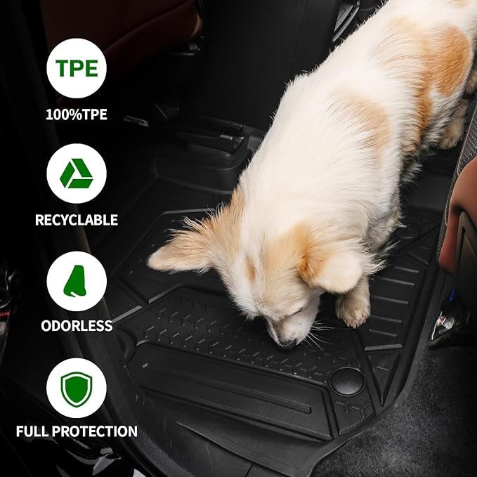 Floor Mat Custom for Ford F-250/F-350 2017-2024 2025 SuperCrew Cab, All Weather TPE Floor Mats for Ford F250/F350 Front Row, 2-pc Cargo Liner (Black)