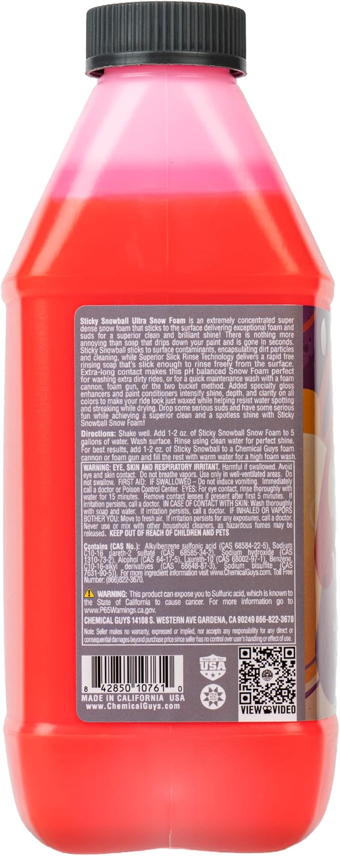 Chemical Guys CWS21564 Sticky Snowball Ultra Snow Foam Car Wash Soap (for Foam Cannons, Foam Guns or Bucket Washes) for Cars, Trucks, Motorcycles, RVs & More 64 fl oz (Half Gallon) Cherry Scent