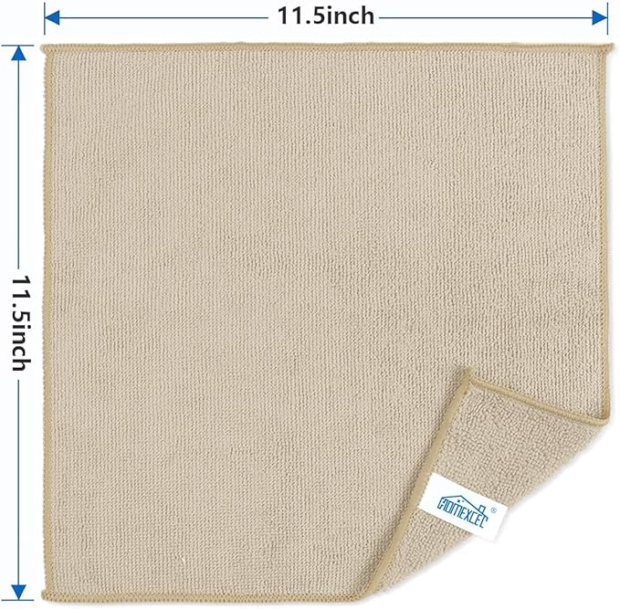 HOMEXCEL Brown Microfiber Cleaning Cloth, 50 Pack Cleaning Towels for Kitchen, Lint Free, Scratch-Free, Highly Absorbent, and Reusable Cleaning Rags for House, Window and Glass, Cars, 11.5 X11.5 inch