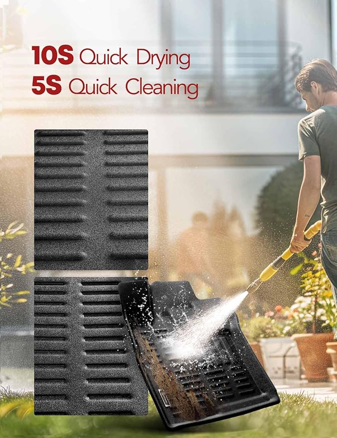 YHTAUTO Floor Mats Fit 2007-2014 Toyota FJ Cruiser(Without Hook Retention), TPE All Weather Car Mats Waterproof Anti-Slip Odorless Floor Liner, Interior Car Accessories Front & 2nd Row Liner