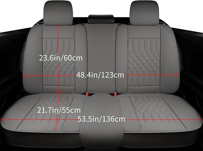 Car Seat Covers 5 Seats Full Set, Waterproof Napa Leather Automotive Seat Protector for Cars SUV Truck Sedan, Universal Anti-Slip Car Seat Cushion Interior Accessories, Gray