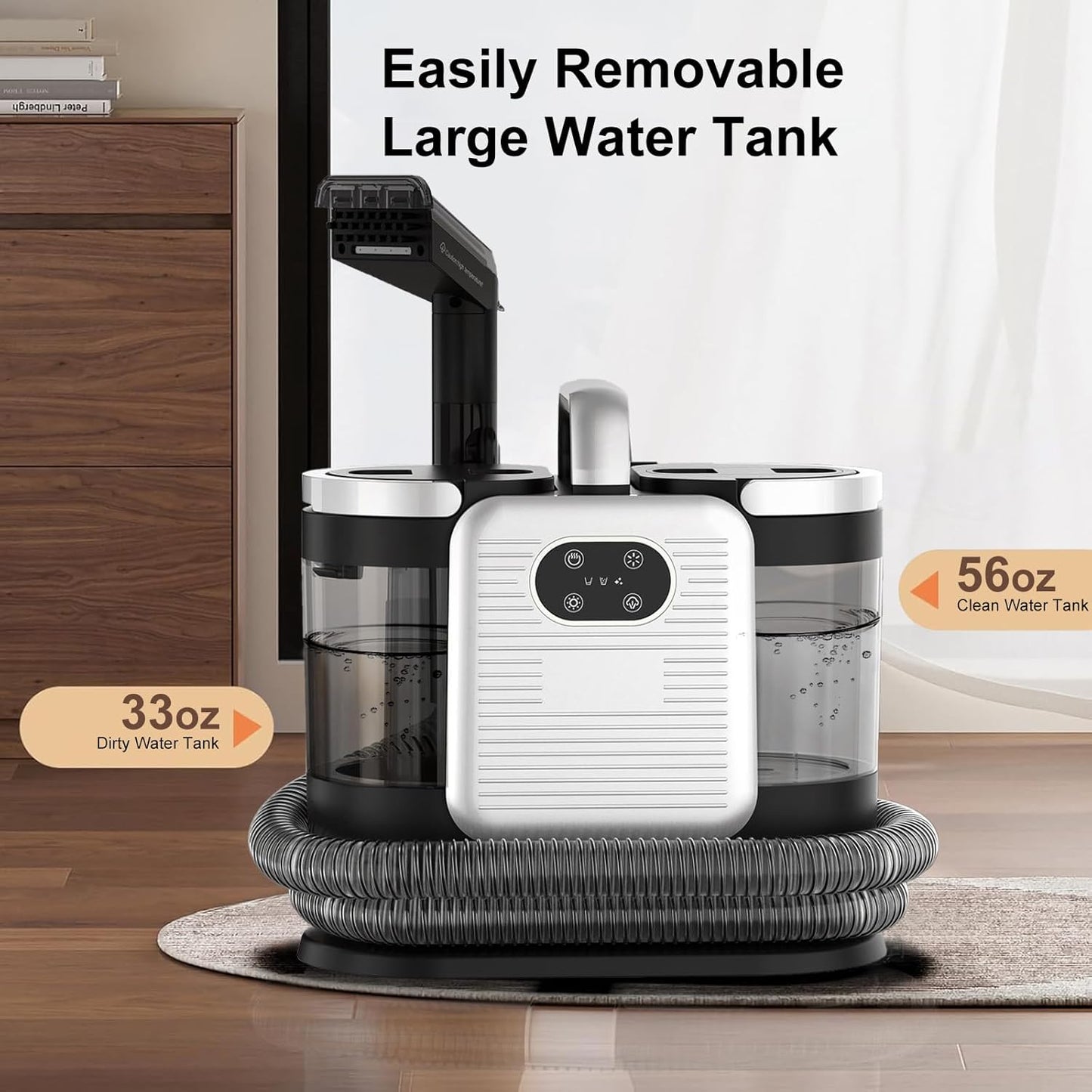 Upholstery Steam Cleaner for Couch & Furniture – 1650W 15KPa Powerful Suction Portable Carpet Spot Cleaner Machine with 4 Cleaning Modes, Ideal for Sofa, Car Seat, Rug, Mattress & Pet Stains, Black