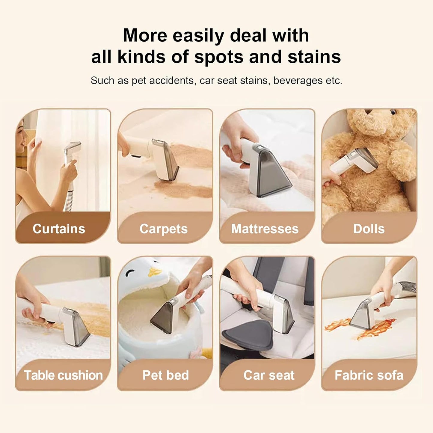 COCEAN Multi-Purpose Portable Carpet and Upholstery Cleaner, Carpet Cleaner Machine Powerful Suction Spot Cleaning, Deep Stain Cleaning for Carpet, Car Seats, Pets, Couches, with Dual Size BrushHead