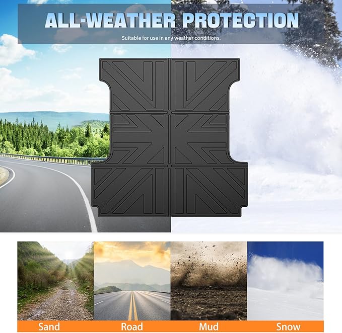 Truck Bed Mat Compatible with 2015-2024 Ford F150 5.5 FT Truck Bed Liner Cargo Mats TPE Cargo Liner Replacement for Ford F150 Accessories (5.5FT Bed Mat)