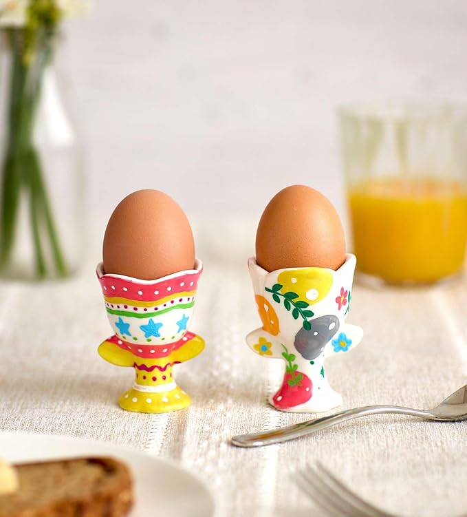 Pott'd Paintables Breakfast Bliss Ceramic Painting Kit – Paint Your Own Egg Cups & Toast Rack – Pottery Painting Kit for Adults Includes Paints, Brushes & Painting Inspiration Guide