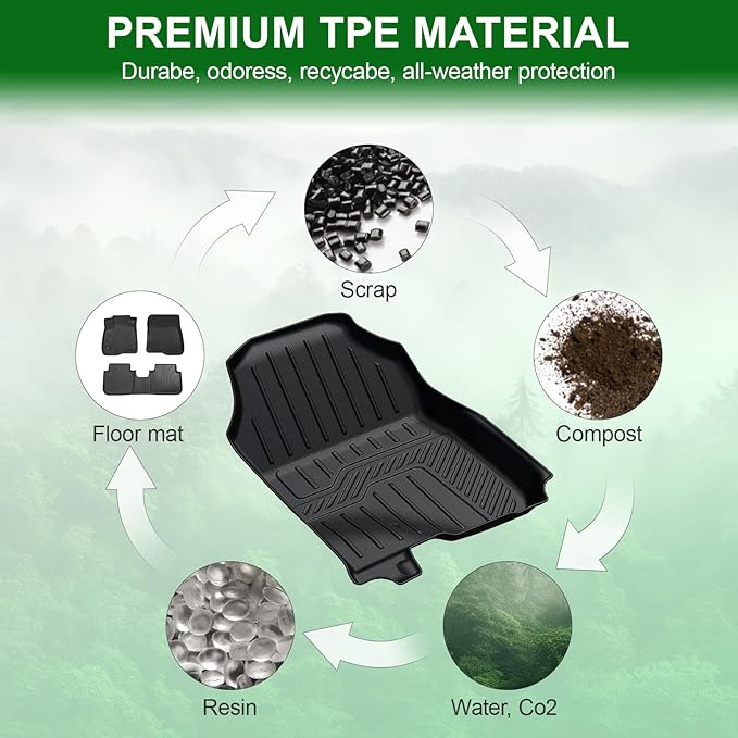 Floor Mats for 2023-2025 2026 Honda HR-V (Hybrid & Gasoline), TPE All Weather Protection Interior Car Floor Liners Door Sill Guards for Honda HRV Accessories