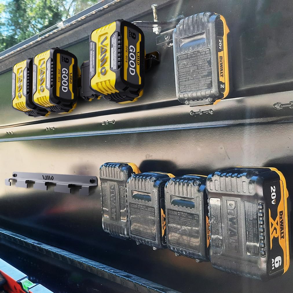 VAIIO Battery Rack Holder 20V 60V 12V, Wrought Iron Heavy Duty Thickened Batteries Slots, Stealth Battery Wall Mount Organizer Garage Storage,Workshops,Shelves