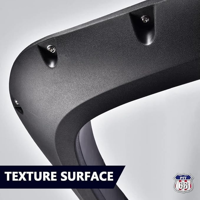 PIT66 Fender Flares, Compatible With 2015-2017 Ford F150 Styleside with 67.0" / 78.8" / 97.4" Length Bed (Not Fit for 68T Technology Pack or Lane Change Sensor) Textured Pocket-Rivet Wheel 4PCS