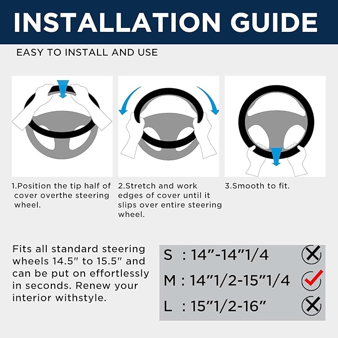 Road Comforts Car Steering Wheel Cover - Microfiber Leather Steering Wheel Wrap Sports 14.5-15 Inch Steering Wheel Cover Non-Slip for Men Women Pink & Beige Color