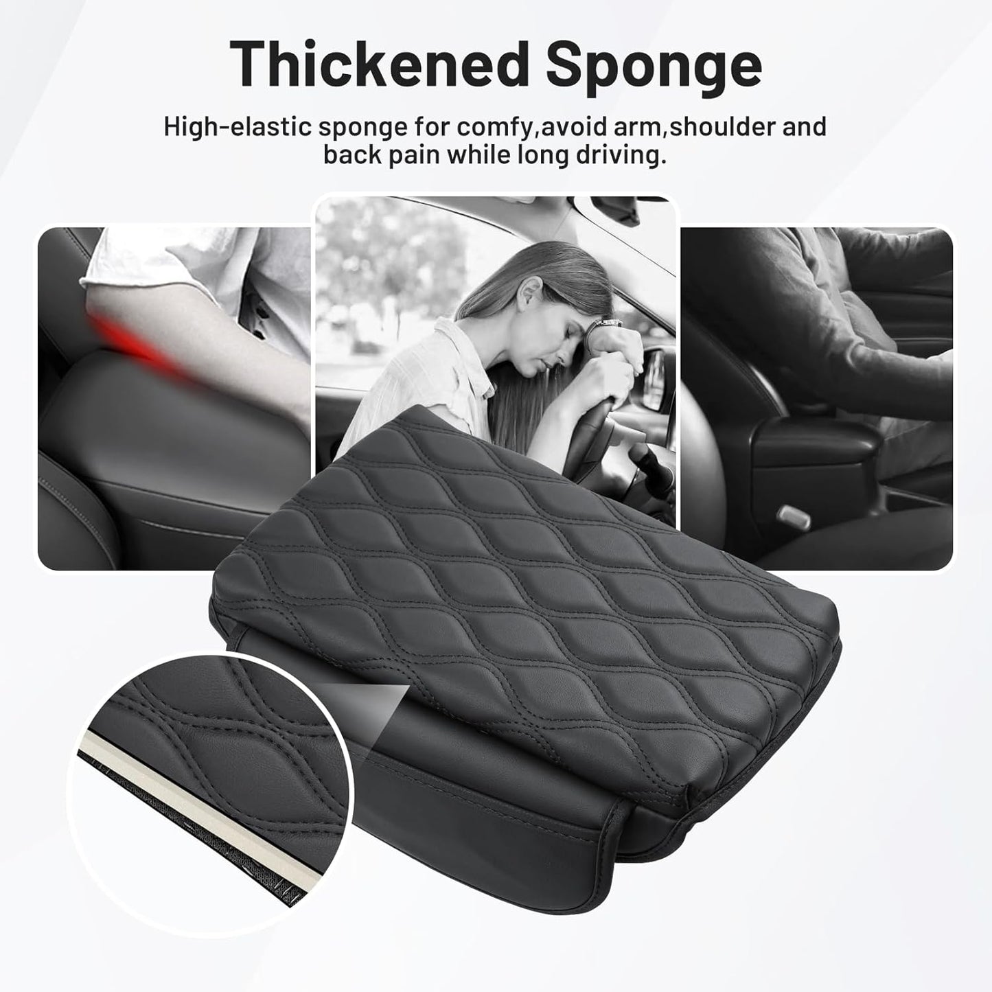 Autorder Center Console Cover for 2022-2025 2026 Hyundai Santa Cruz Accessories Armrest Cushion Cover with Pockets Storage Bag Nappa Leather Middle Console Covers Anti-Scratch Cushion Pad