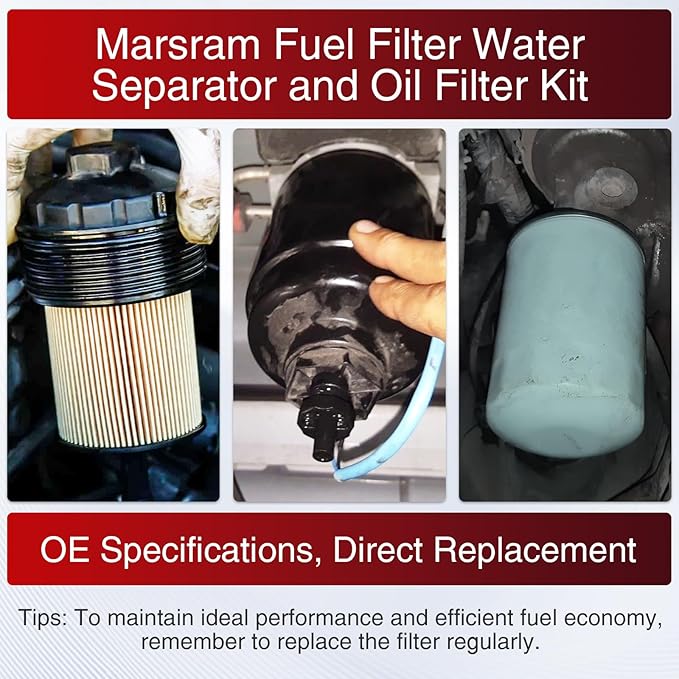 Marsram 6.7 Cummins Fuel Filter and Oil Filter Fits for 2013-2018 Ram 2500 3500 4500 5500, 6.7 Cummins Oil Filter for 2013 2014 2015 2016 2017 2018 Dodge Ram Replaces 68157291AA 68197867AA 5083285AA