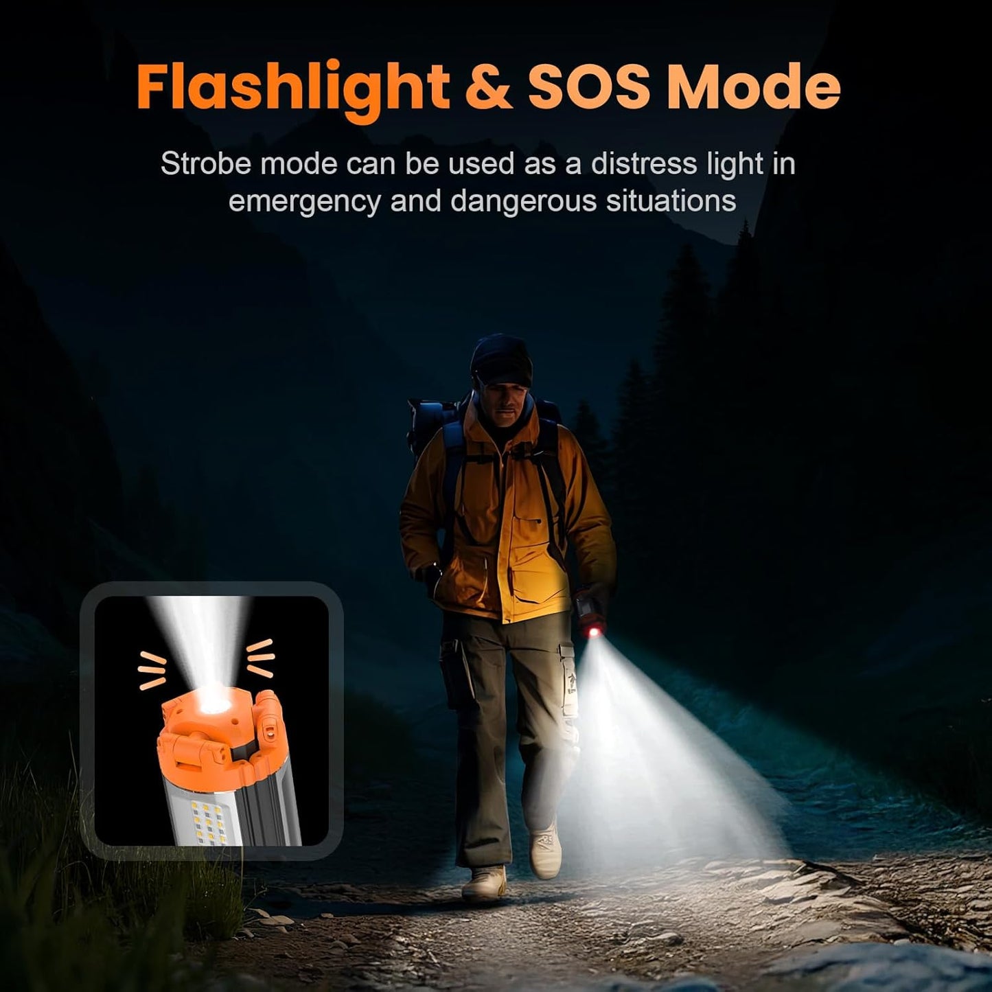 CAVN Rechargeable 10000mAh Camping Lights with Stand 6.5 ft Max Height, Portable Cordless LED Work Light 2200 Lumens 6500/4500/3500K Dimmable Camping Essentials Gear with Detachable Tripod, Orange