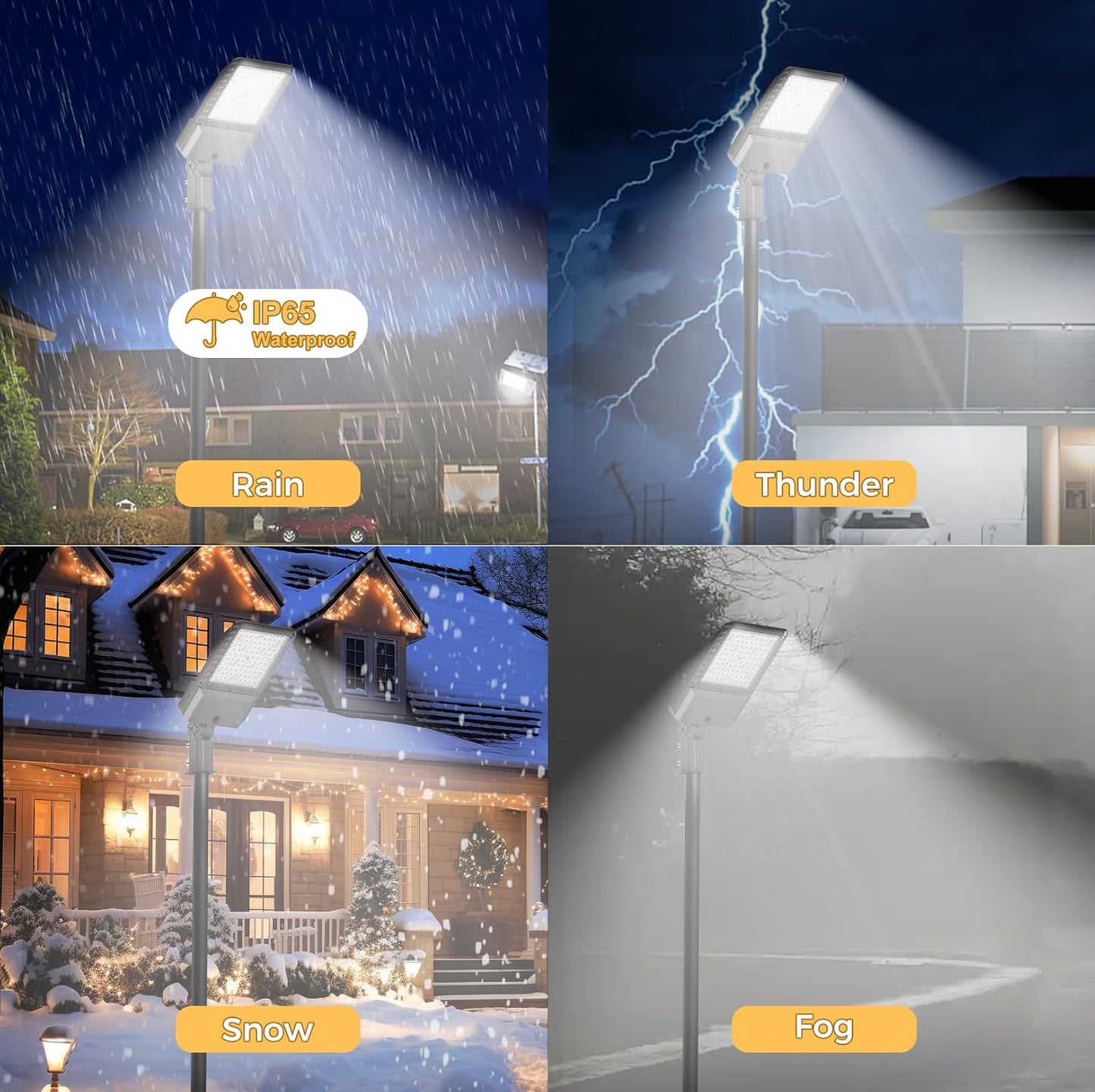 LED Parking lot Lights 240W Commercial Area Oudoor Lighting 43200LM Dusk to Dawn Photocell Street Lights 6000K IP65 100-277V for Yard Garage Warehouse 3 Pack with Wrench