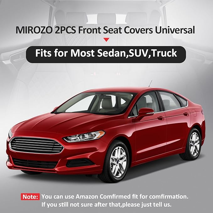 MIROZO Front Seat Covers for Car,2PCS Waterproof Car Seat Covers Faux Leather Automotive Seat Covers Car Seat Protector Vehicle Seat Cover for Sedan, Truck and SUV (2PCS Front, Beige