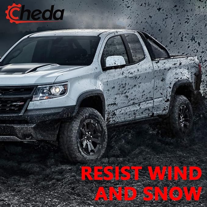 CHEDA Pocket-Rivet Wheel Fender Flares, Compatible with 2015 2016 2017 Ford F150, VFL3Z-16268-B, Smooth Black