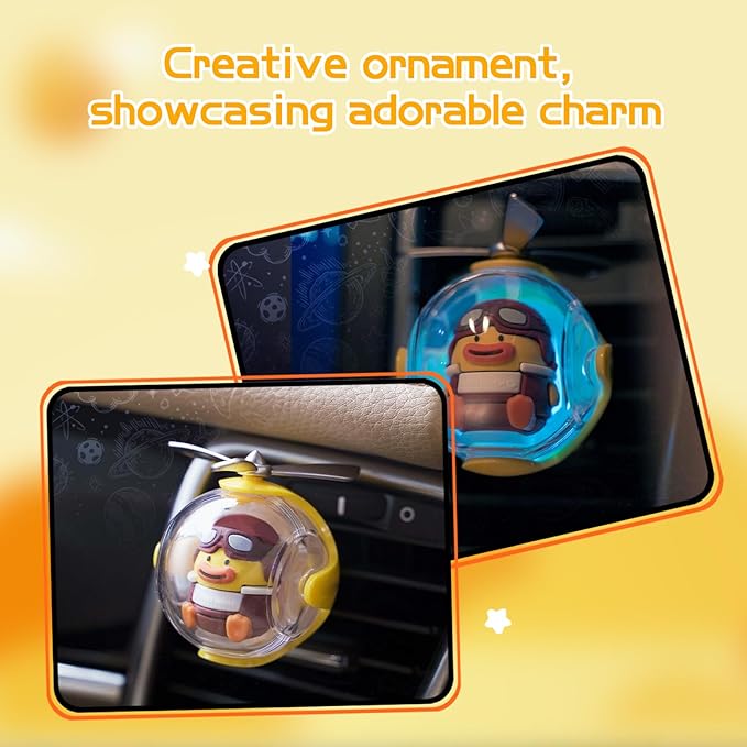 Yellow Duck Car Air Freshener with 6 Colors LED Lights & 4 Scented Pads – Light Scent, Decorative Auto Accessories