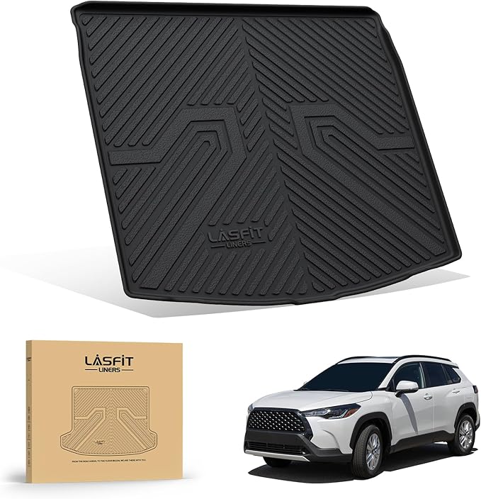 LASFIT Cargo Mat for Toyota Corolla Cross 2022-2026(Fit AWD Not Fit FWD), Custom Fit All-Weather TPE Rubber Trunk Mat for Toyota Accessories, Waterproof, Easy to Clean, Black
