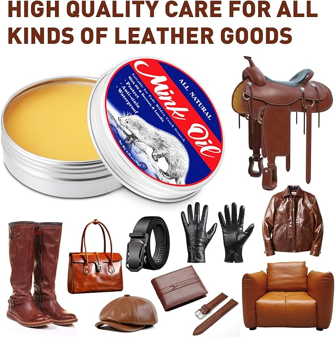 6in1 Mink Oil, 3.52 OZ Mink Oil for Leather Boots,Leather Conditioner and Cleaner,Leather Boot Care Kit for Leather Shoes Boots Couches Jackets Gloves Car Seats Hats Saddles and Harnesses