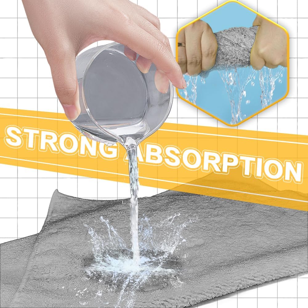 Microfiber Car Wash Cleaning Towel for Clean Car, Extra Soft,Reusable and Durable,Absorbent, Lints-Free,Interior Micro Fiber Rags,16in x 16in - 6 Packs Grey