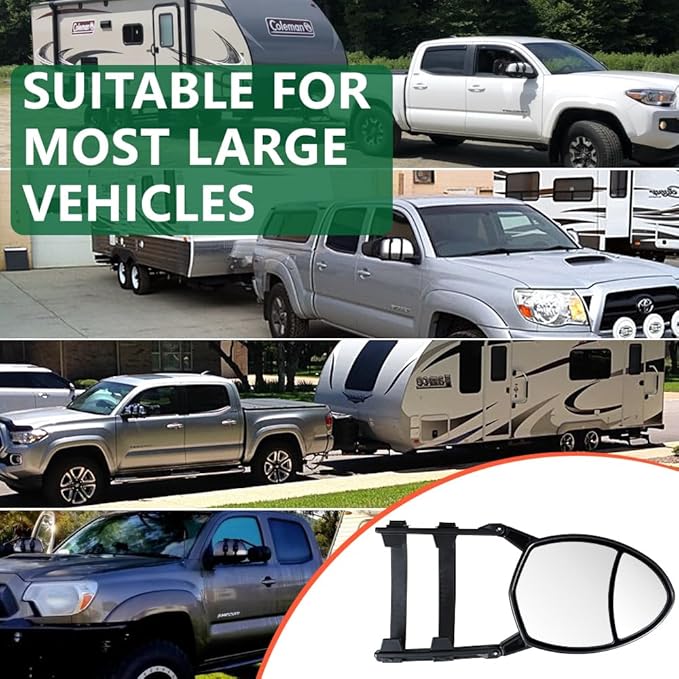 Clamp On Tow Mirrors, Mirror Extenders For Towing,Universal Towing Mirror Fit Most Vehicle Car Truck, 2pcs