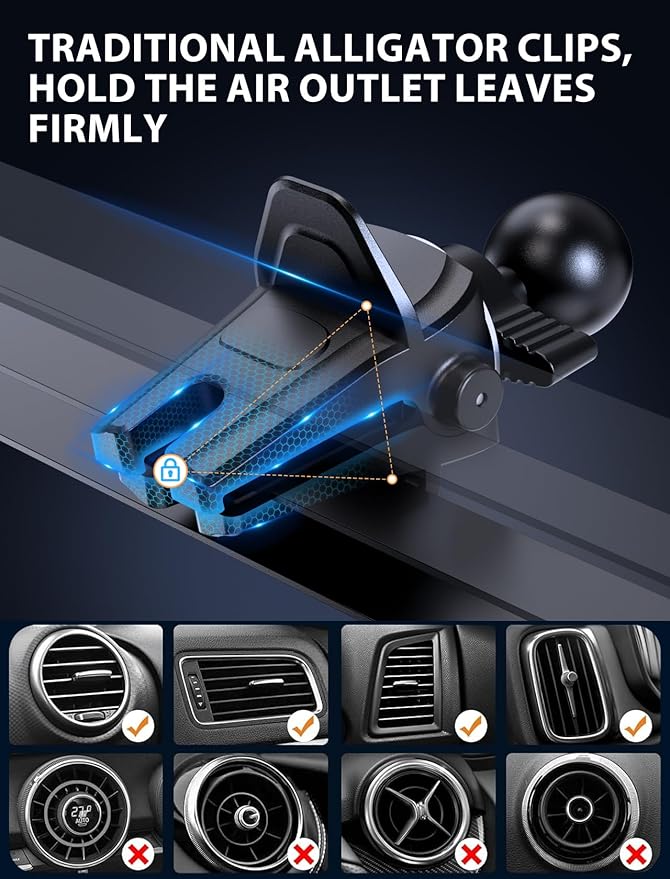 Wireless Car Charger, MOKPR 15W Fast Charging Auto-Clamping Car Charger Phone Mount Air Vent Cell Phone Holder for iPhone 16/15/14/13/13 Pro/12 pro/12/11, for Samsung Galaxy S23/S22/S21/S20, etc