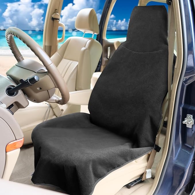 Waterproof Seat Cover Towel, 2PCS Premium Sweat Carseat Protector, Perfect for Universal Anti-Slip Car Truck SUV Seat, Great for Surfing Yoga Gym Workout, Black