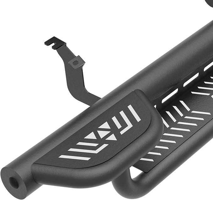 Three Raised Steps Double Cab Running Boards Compatible with 2022-2025 Toyota Tundra DoubleCab (2 Half-Size Rear Doors) Side Steps, Two Stair Design Style Nerf Bars Black Truck Side Rails