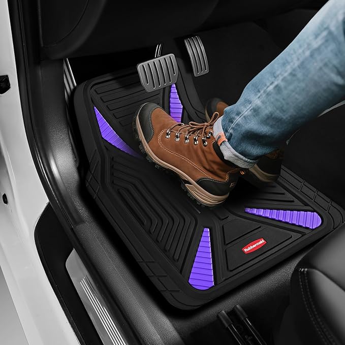 Rubbermaid Car Mat Full Set, Universal Trim-to-Fit Heavy-Duty Car Floor Mats – 4-Piece Set for All Weather Protection – Durable Rubber Mat for Cars, Trucks, SUVs & Vans-Purple