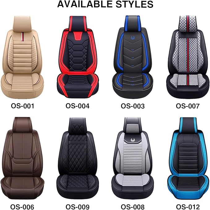 OASIS AUTO Car Seat Covers Full Set, Waterproof Faux Leather Seat Covers for Cars Universal Fit for SUV, Truck, Sedan, Black Premium Car Seat Protector with Front & Back Cushions