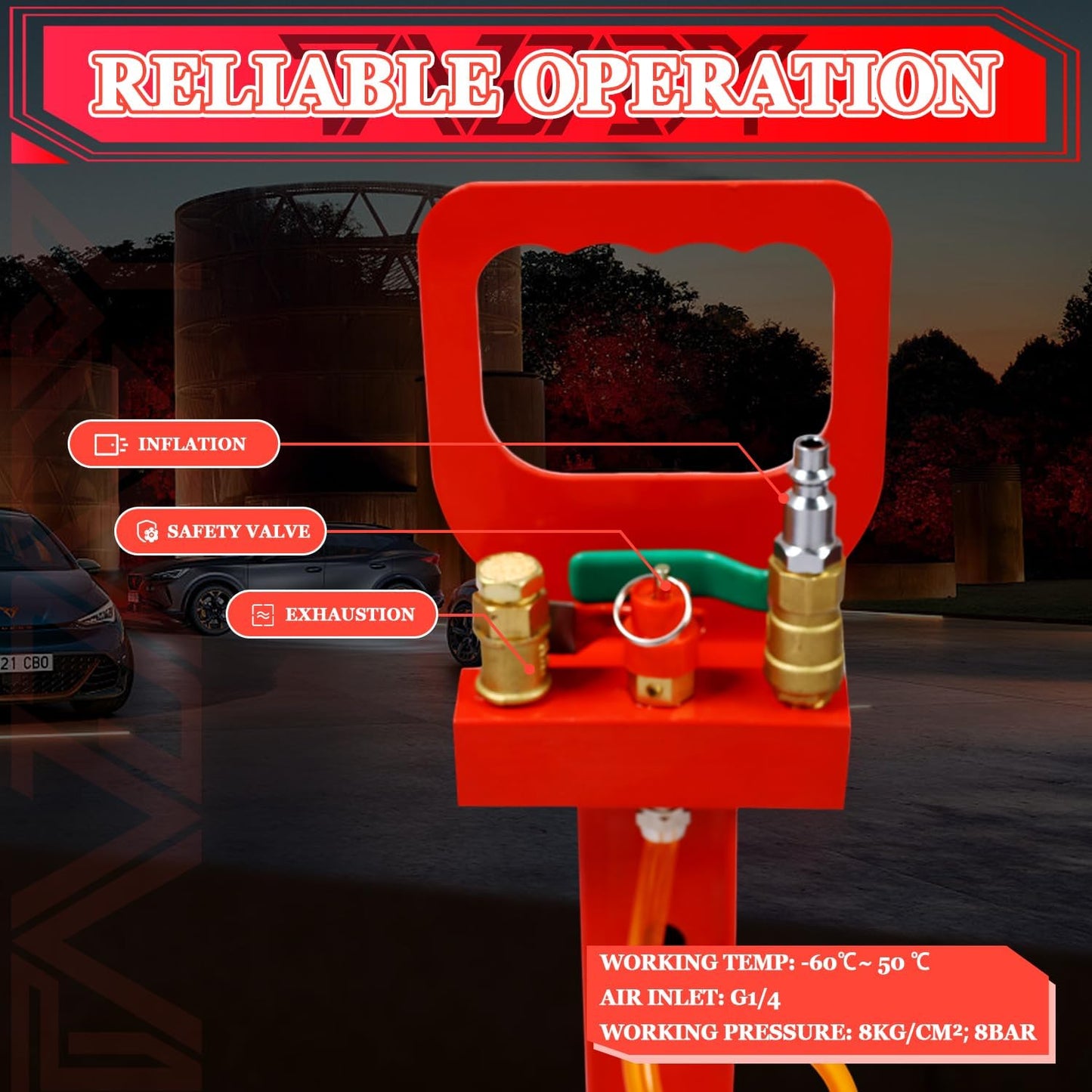 3T Triple Bag Air Jack 6600lbs Pneumatic Jack 3s Fast Lift Up 16in Airbag Jack with Adjustable Long Handle Heavy Duty Triple Air Bag Jack Lift for Cars Garage (Red)