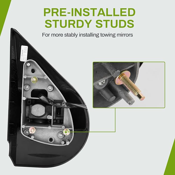 AUTOSAVER88 Towing Mirrors Compatible with 2007-2013 Chevy Silverado GMC Sierra 1500 2500HD 3500HD Extendable Power Heated Amber LED Turn Signal Manual Telescoping Folding Black Housing