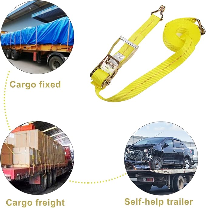 4 Pack 2" x27' Ratchet Strap Tie Down 10000lbs J Hook,Heavy Duty Tie-Down Ratcheting Cargo Truck Straps Wire Hook Ends, J-Hook Ratchet Strap TieDowns KJE