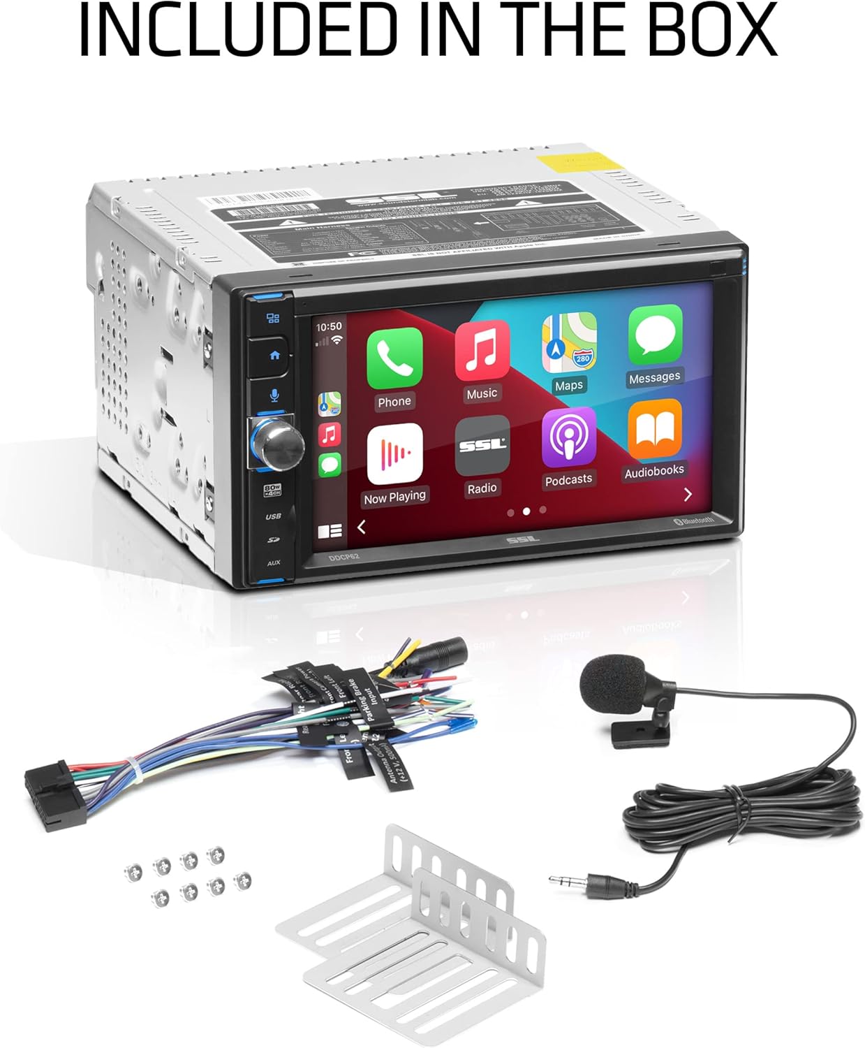 Sound Storm Laboratories DDCP62 Car Stereo - Apple CarPlay, Double Din, 6.2 Inch Capacitive Touchscreen, Bluetooth, No DVD CD Player, AM/FM Radio Receiver, Wireless Remote Control