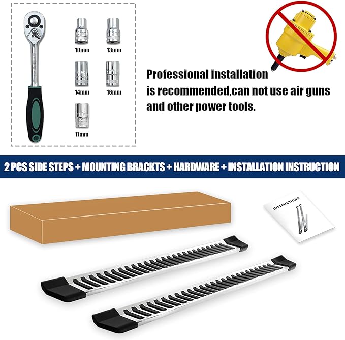 COMNOVA Pair Running Board Nerf Bar Compatible with 2015-2025 Ford F150 Super Cab(3/4 Size Rear Doors) Rocker Slider Side Steps, Width 6 Inches V Style with OE Style Brackets.