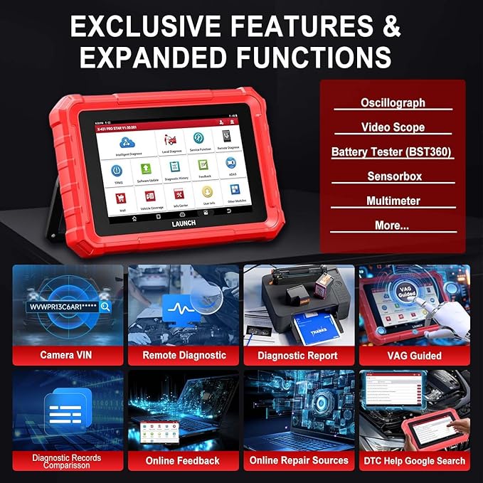 Launch X431 PRO Star OBDII Scanner, All System Diagnostics, ECU Coding, 37+ Services, Full Bi-Directional Scan Tool, FCA SGW, CAN FD/DoIP, Quick Guide, 2 Years Fr-ee Update, Android 10.0