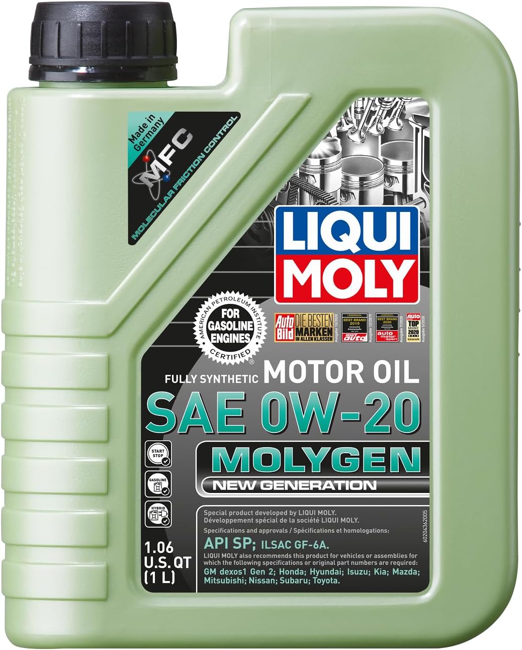 LIQUI MOLY Molygen New Generation SAE 0W-20 | 1 L | Fully synthetic engine oil | SKU: 20436