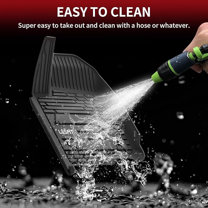 LASFIT Front Floor Mats 2019-2026 for Chevrolet Silverado/GMC Sierra 1500, 2020-2026 Chevy Silverado/GMC Sierra 2500HD 3500HD, Crew Cab/Double Cab, All Weather TPE Floor Liners, 1st Row Only