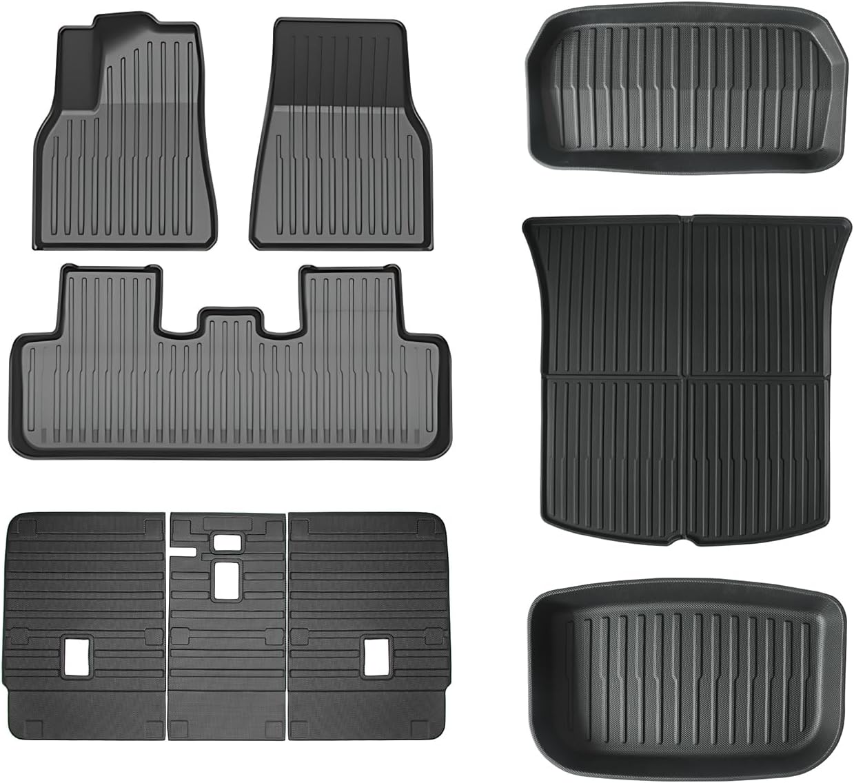 Floor Mat for New Model Y Juniper 2025 2026 9PCS Floor Mats with Second Row Seat Back Mats for Tesla Model Y All Weather TPE Model Y Floor Mats Accessories-(Only for Model Y Juniper)