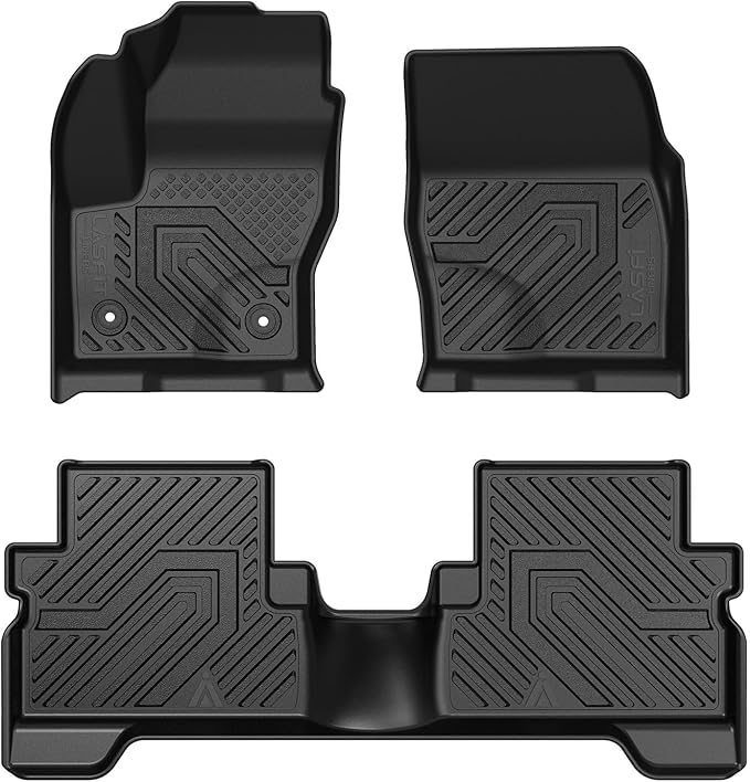 LASFIT Floor Mats for Ford Escape 2013-2019 Custom Fit All Weather Protector TPE Easy Clean Floor Liners, 1st & 2nd Row, 3PCS Black